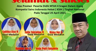 Enam Siswa MTsN 4 Sragen Borong Medali  pada Kompetisi Sains Nasional