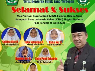 Enam Siswa MTsN 4 Sragen Borong Medali  pada Kompetisi Sains Nasional