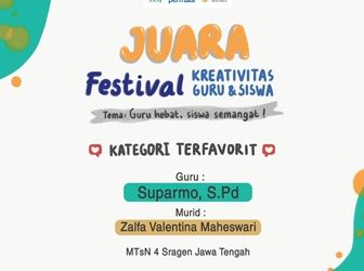 Hebat, MTsN 4 Sragen Juara Terfavorit Tingkat Nasional Vlog Kreatifitas Guru dan Siswa