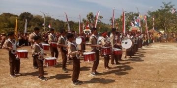 Tim Drumband MTsN 7 Sragen Pukau Peserta HUT Pramuka di Miri