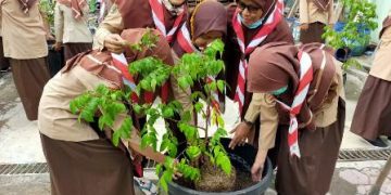 Peringati Hari Boden Powell Gugus Depan MTsN 4 Sragen Adakan Upacara dan Kegiatan Penghijauan