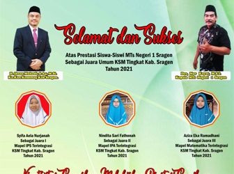 MTs Negeri 1 Sabet Juara Umum Kompetisi Sains Madrasah (KSM) Tingkat Kabupaten Tahun 2021