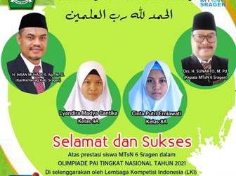 MTs Negeri 6 Sragen Meraih Medali Perak Dalam Olimpiade PAI