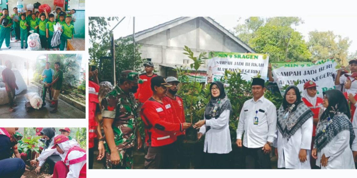 Cegah Banjir dan Longsor, MIN 9 Sragen Tanam Pohon di Bantaran Sungai Makam Sukowati