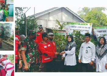 Cegah Banjir dan Longsor, MIN 9 Sragen Tanam Pohon di Bantaran Sungai Makam Sukowati