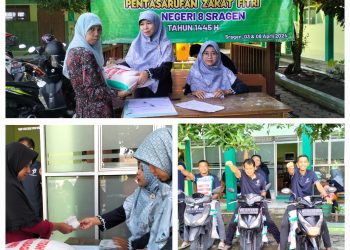 Indahnya Berbagi, MTsN 8 Sragen Tasyarufkan Zakat Mal dan Zakat Fitri