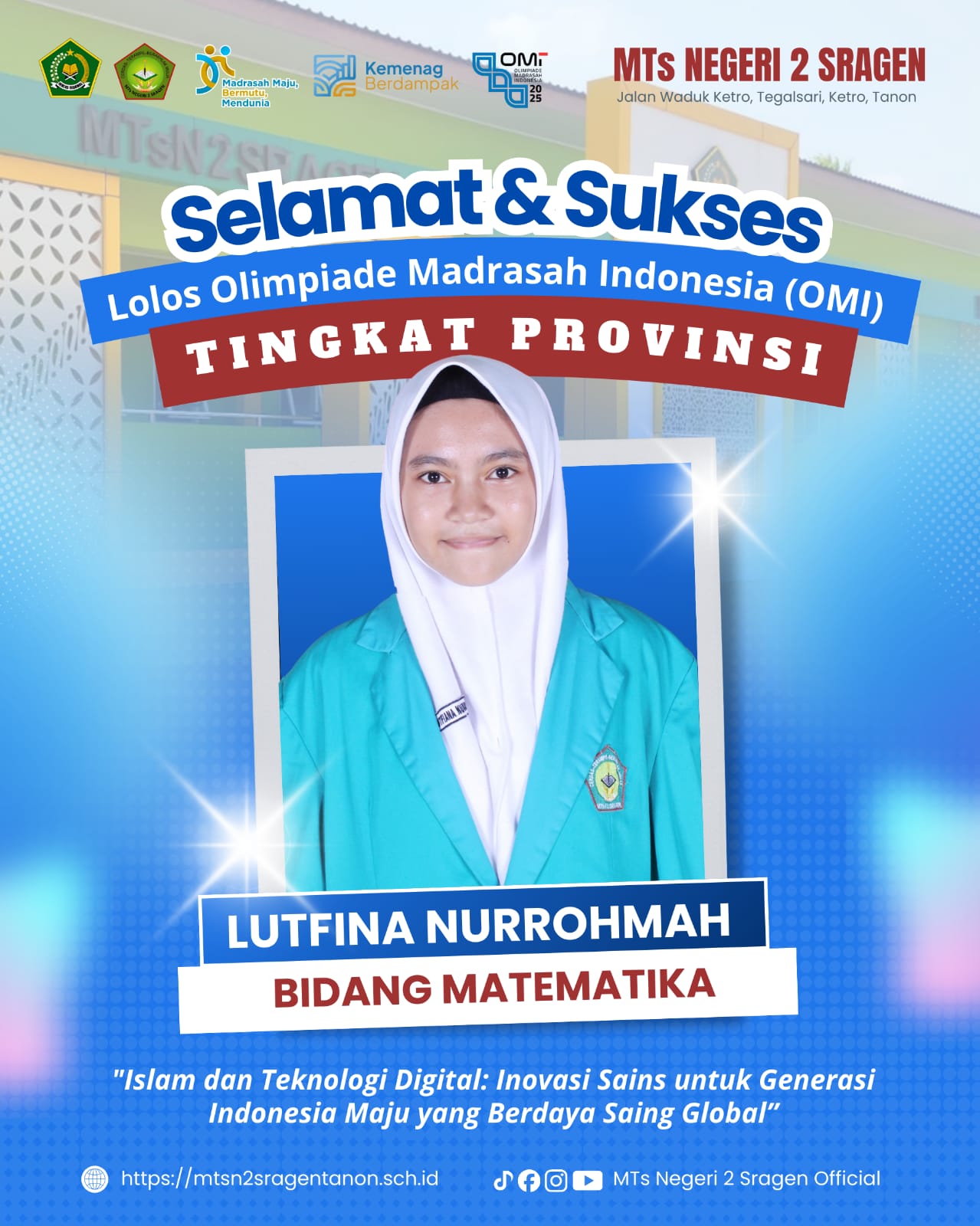 Raih Juara 3, Siswa MTsN 2 Siap Berjuang di OMI Tingkat Provinsi