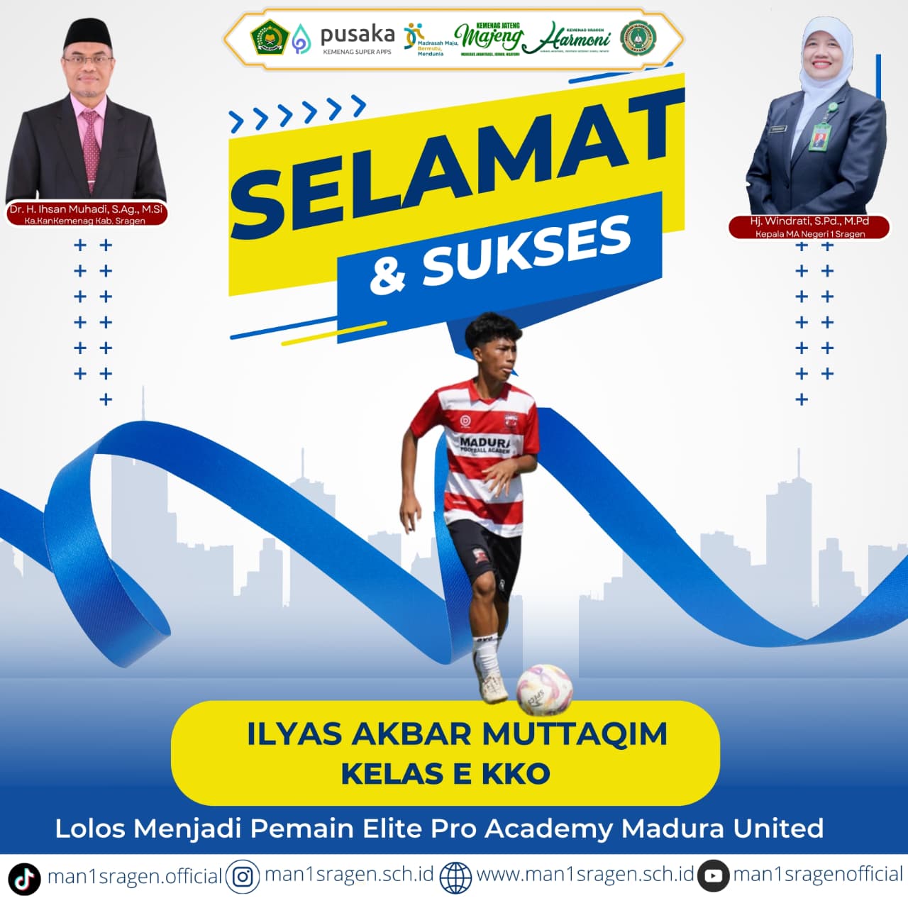 Siswa MAN 1 Sragen Cetak Sejarah, Lolos Seleksi Pemain Elite Pro Academy Persis Solo dan Madura United