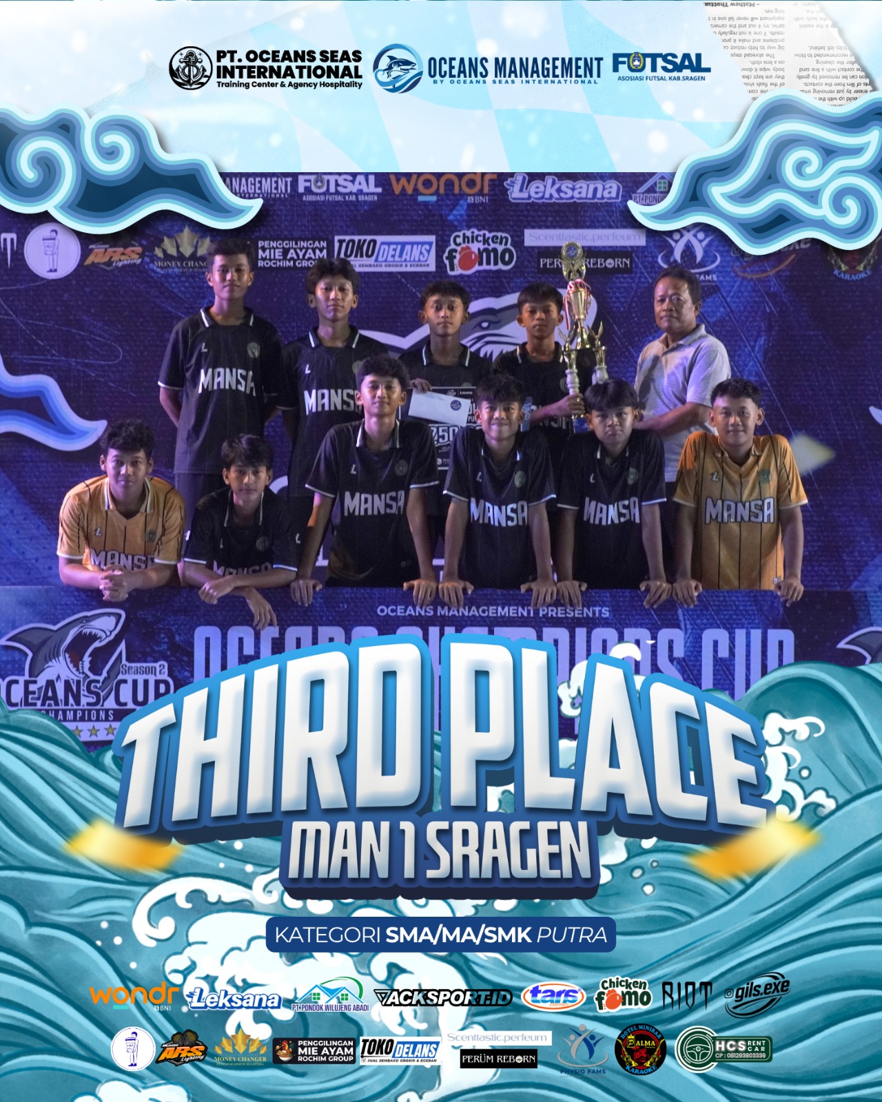 Tim Futsal MAN 1 Sragen Kembali Ukir Prestasi dengan Raihan Juara 3 di Oceans Champions Cup 2025