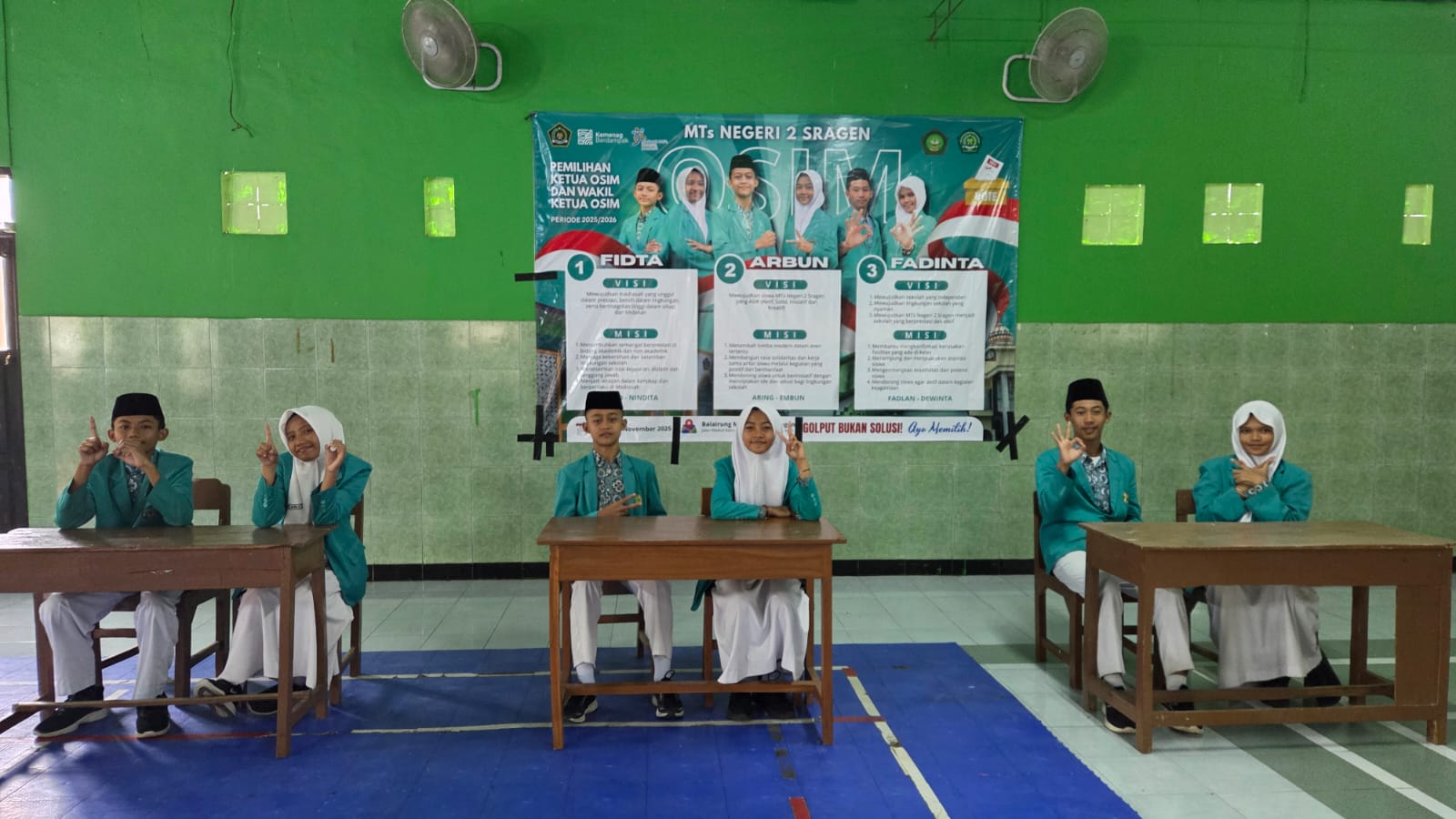 Ajarkan Demokrasi Sejak Dini, MTsN 2 Sragen Laksanakan Pemilu OSIM
