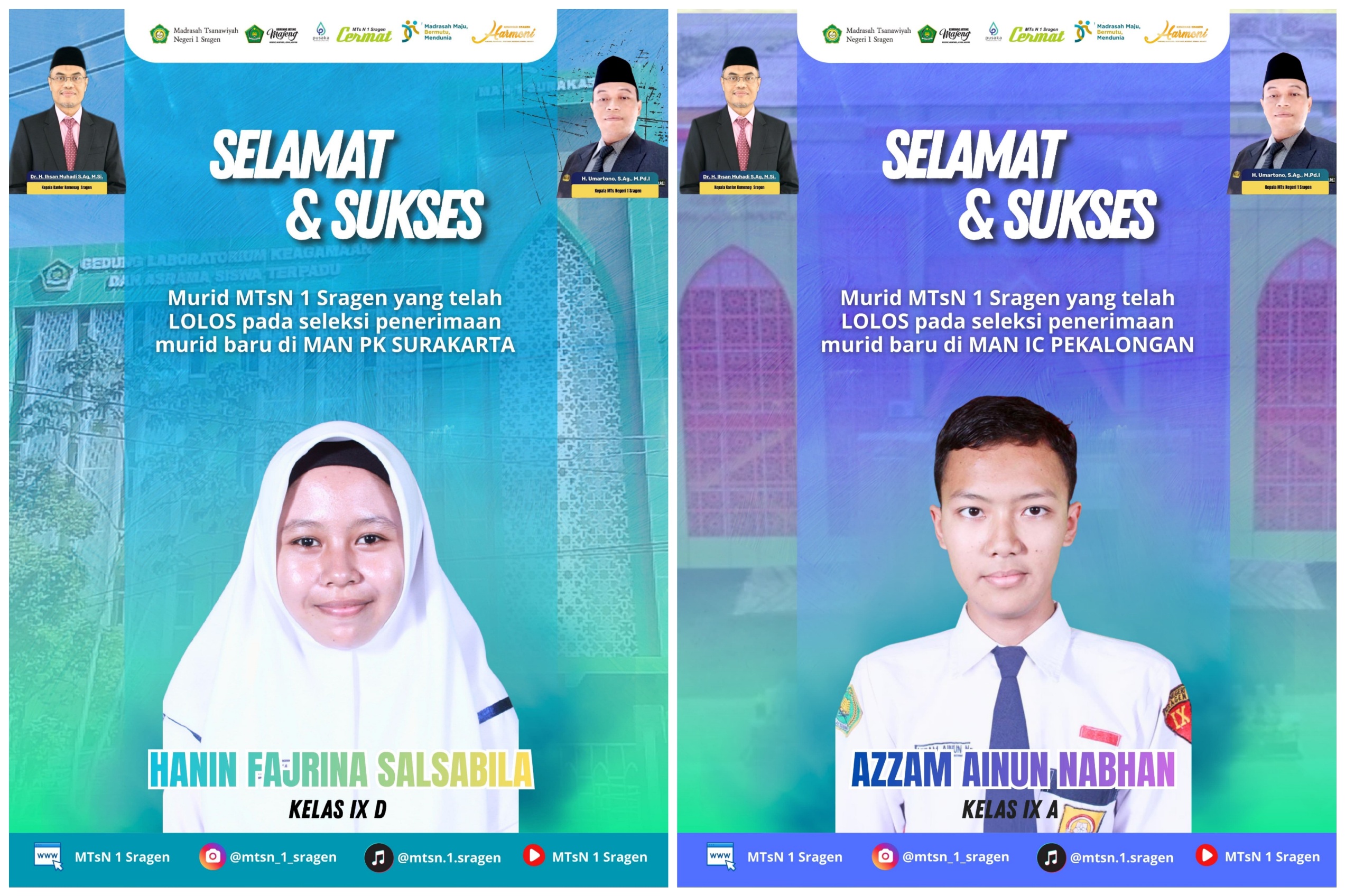 Tembus Lagi! Siswa Terbaik MTsN 1 Sragen Lolos Seleksi MAN IC Pekalongan dan MAN PK Surakarta