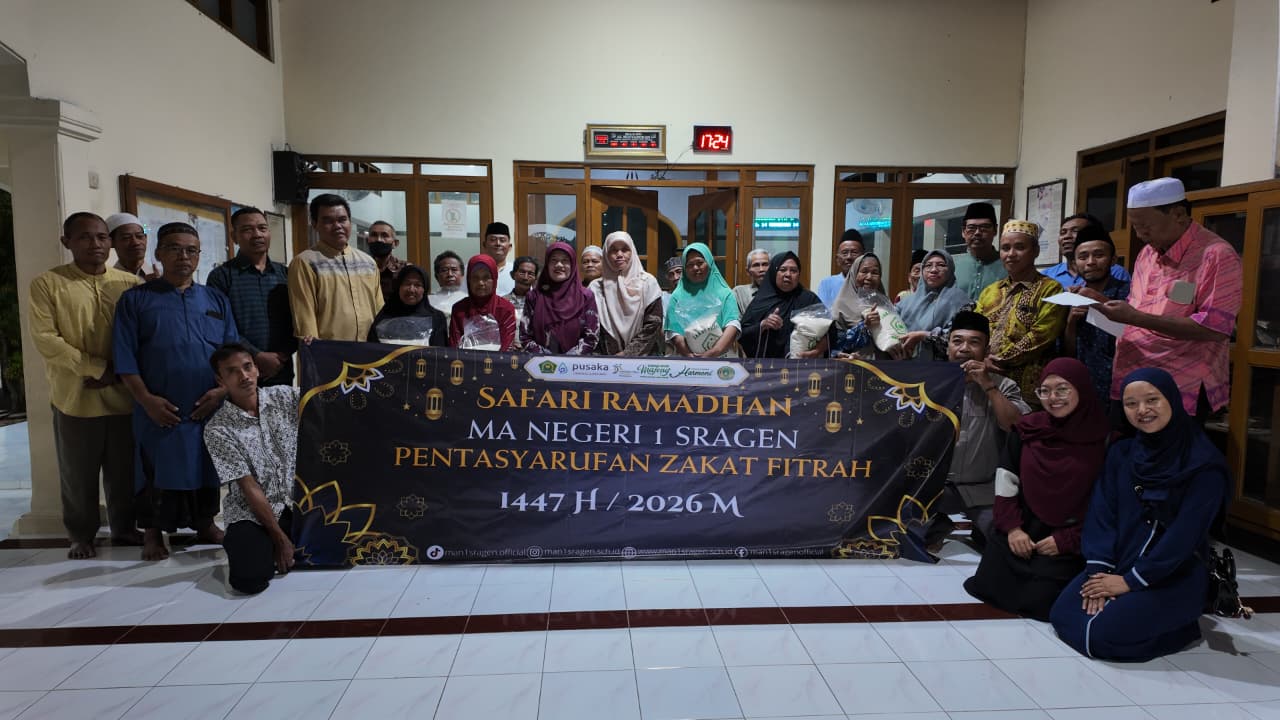 Safari Ramadan Perdana 1447 H, MAN 1 Sragen Salurkan 40 Paket Zakat Fitrah di Tanon