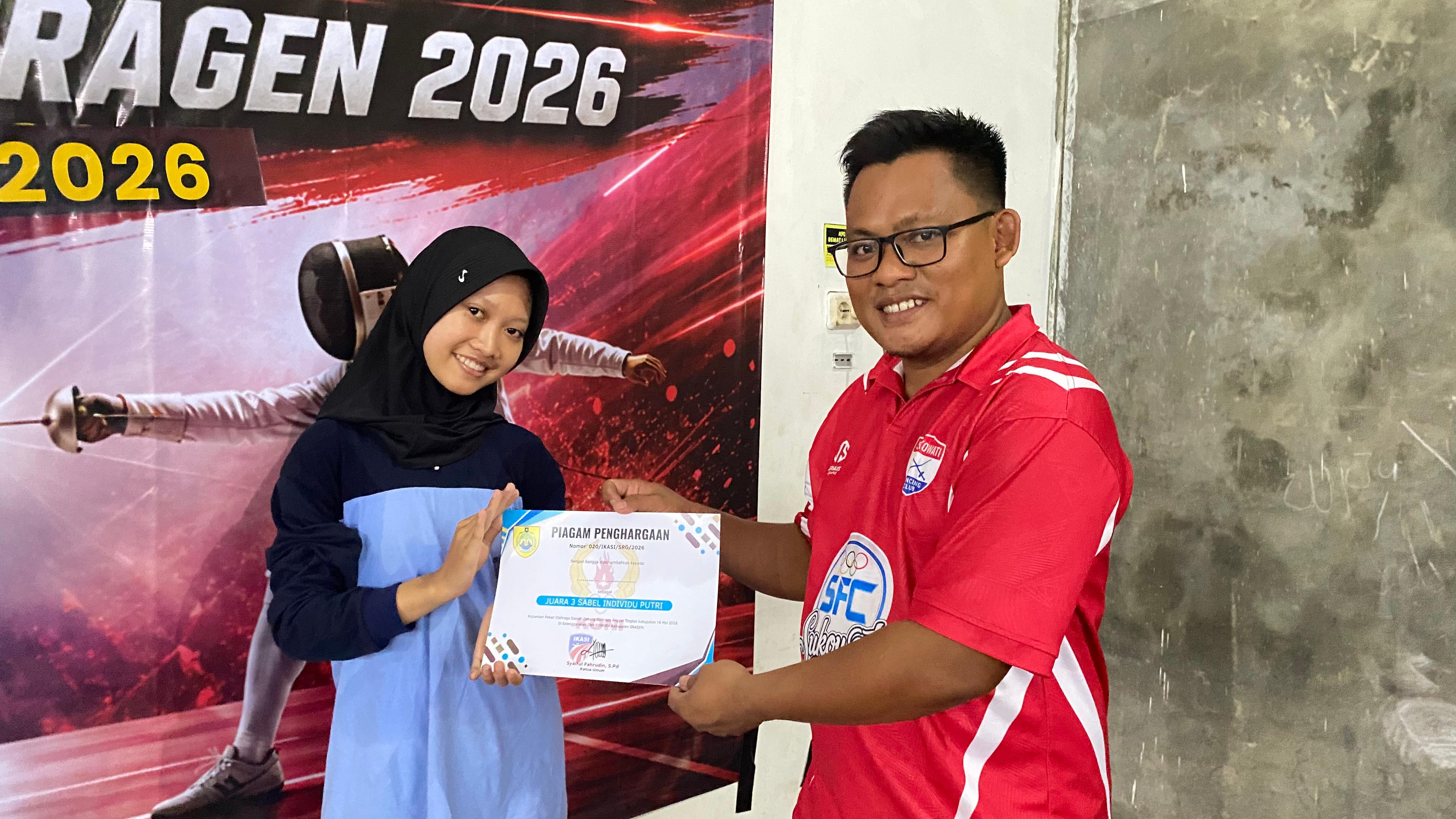 Ella Anugrah, Siswi MAN 1 Sragen Amankan Podium Ketiga Kejurkab Anggar