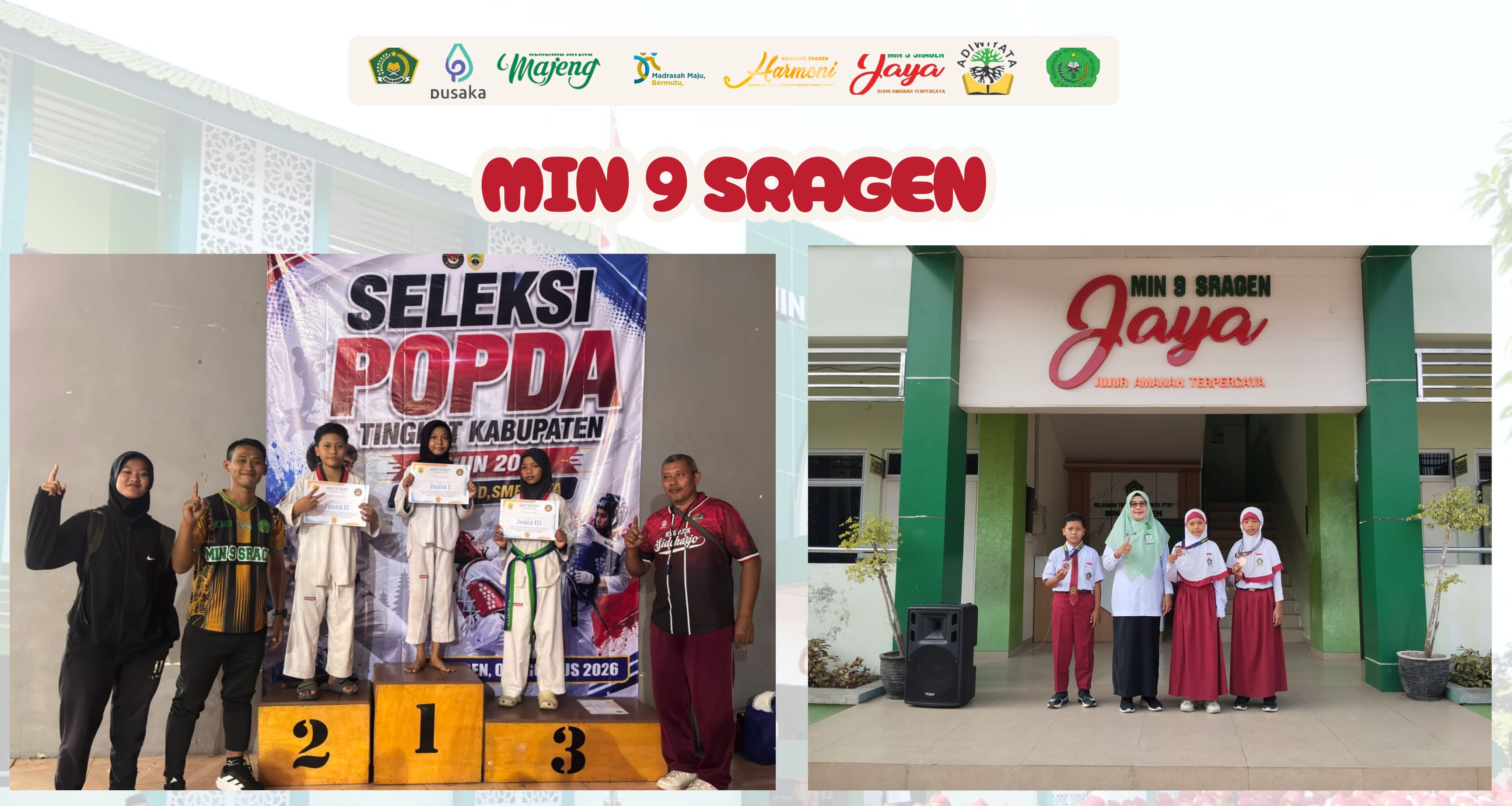 Tiga Atlet Taekwondo MIN 9 Sragen Berhasil Naik Podium Juara POPDA Kabupaten Sragen 2026