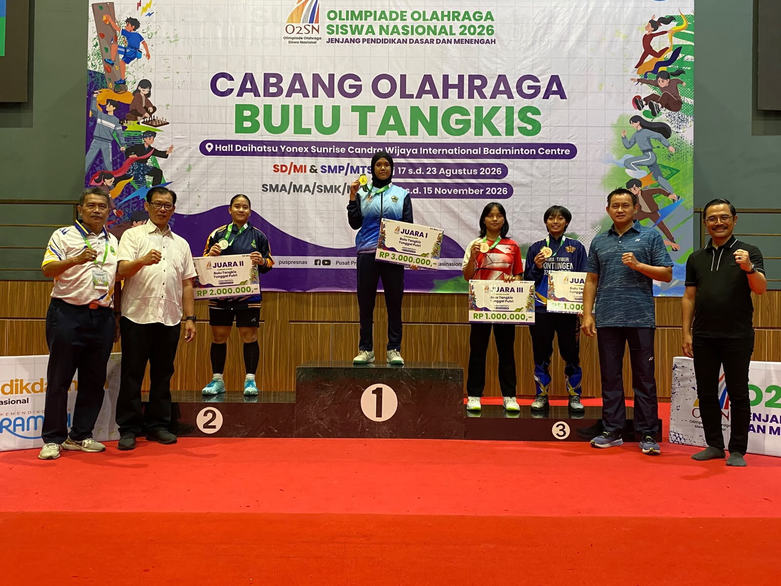 Siswi MTsN 7 Sragen Raih Juara 1 Bulu Tangkis Tunggal Putri O2SN Tingkat Nasional 2026