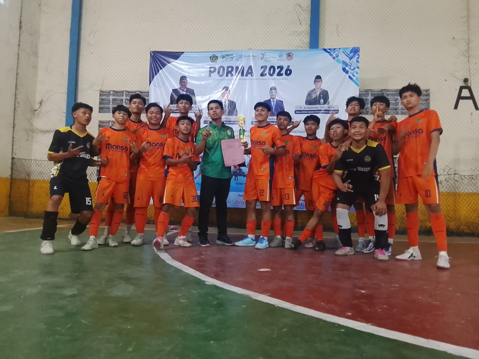 Juara 1 PORMA 2026, Tim Futsal MAN 1 Sragen Tunjukkan Performa Terbaik