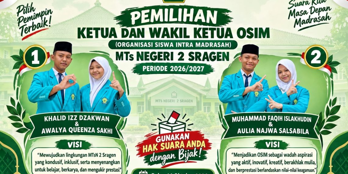 Ajarkan Demokrasi, MTsN 2 Sragen Laksanakan Pemilu OSIM